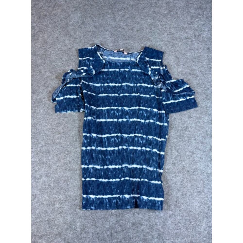 Juicy Couture Cold Shoulder Top Women S Tie Dye Stripe Ruffle Sleeve Summer Boho